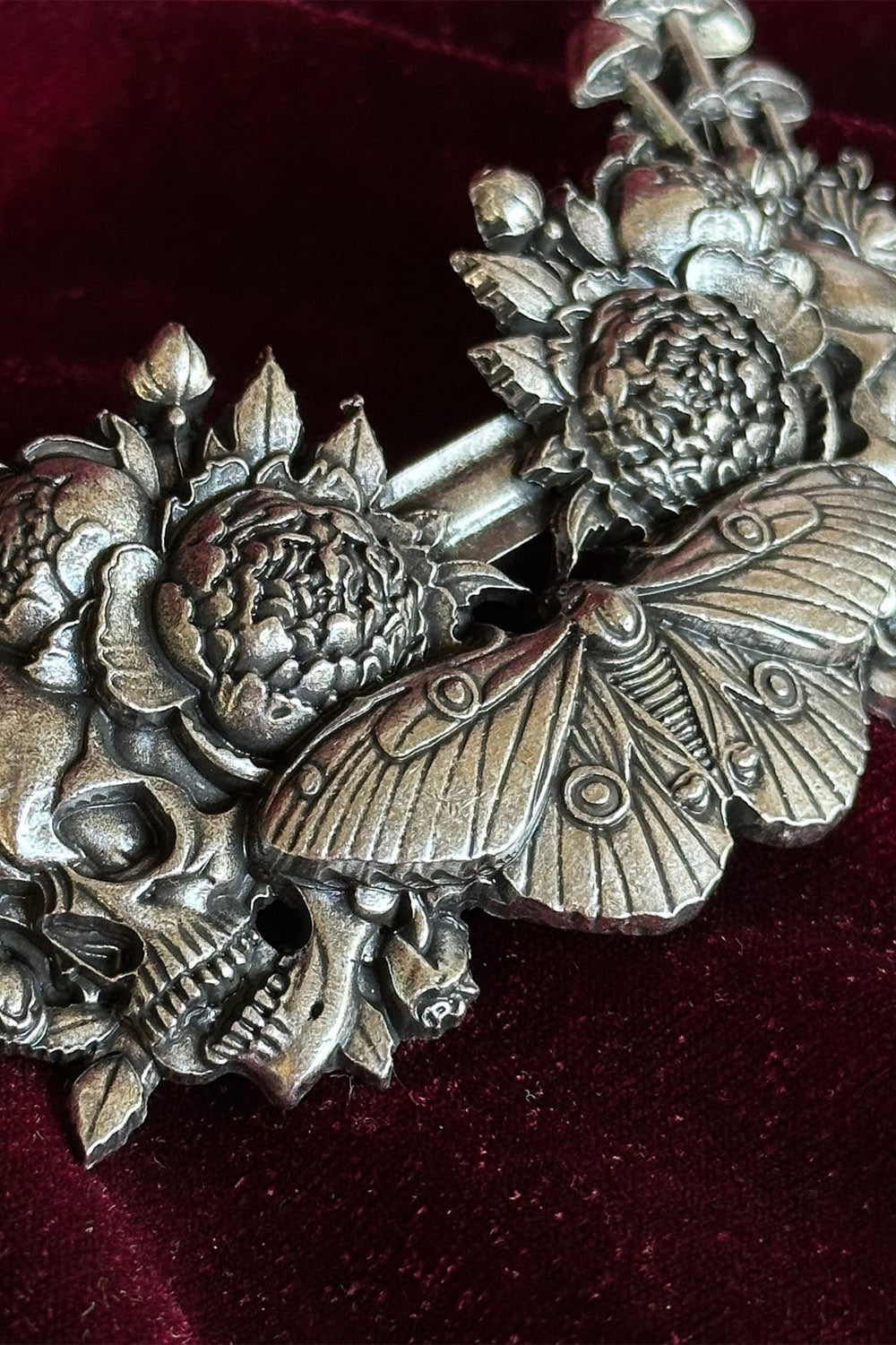 death moth dark cottagecore hair clip