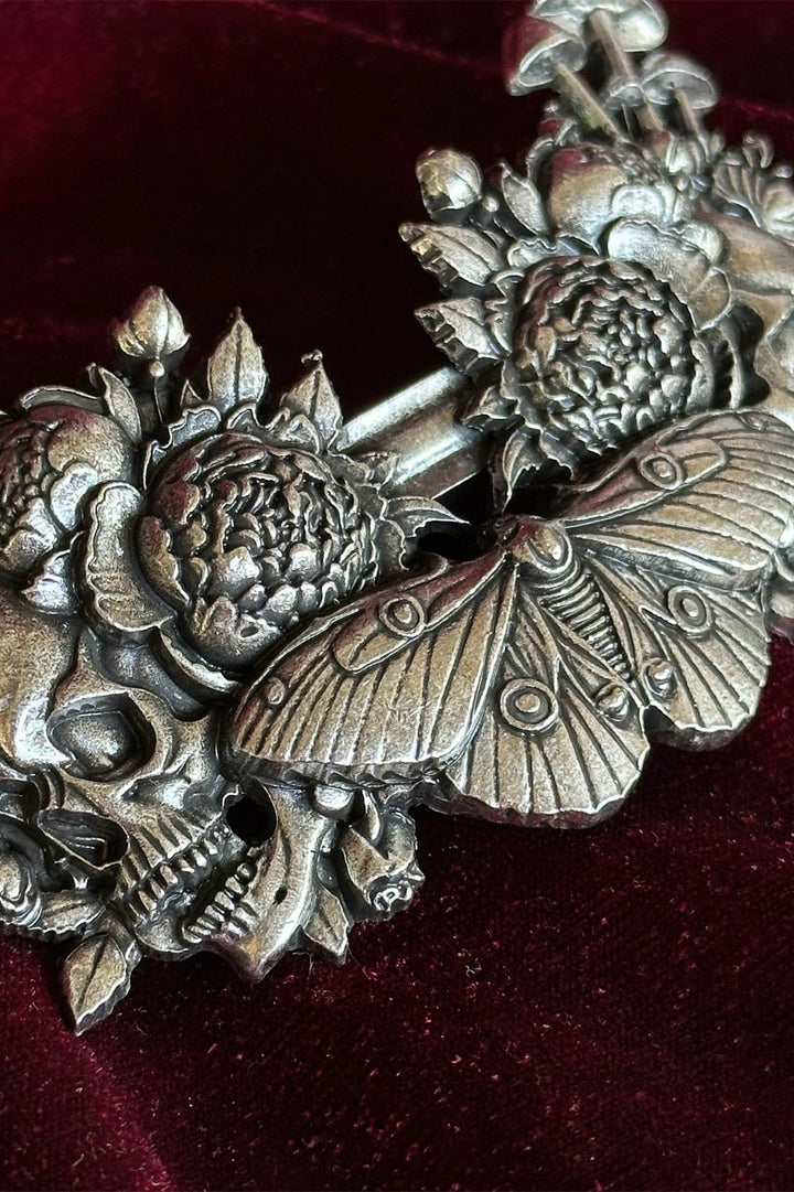 death moth dark cottagecore hair clip