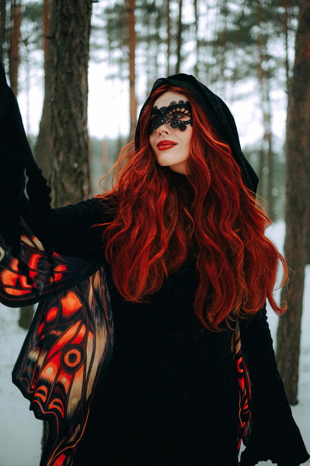 dark whimsigoth hoodie with attached moth wings by restyle
