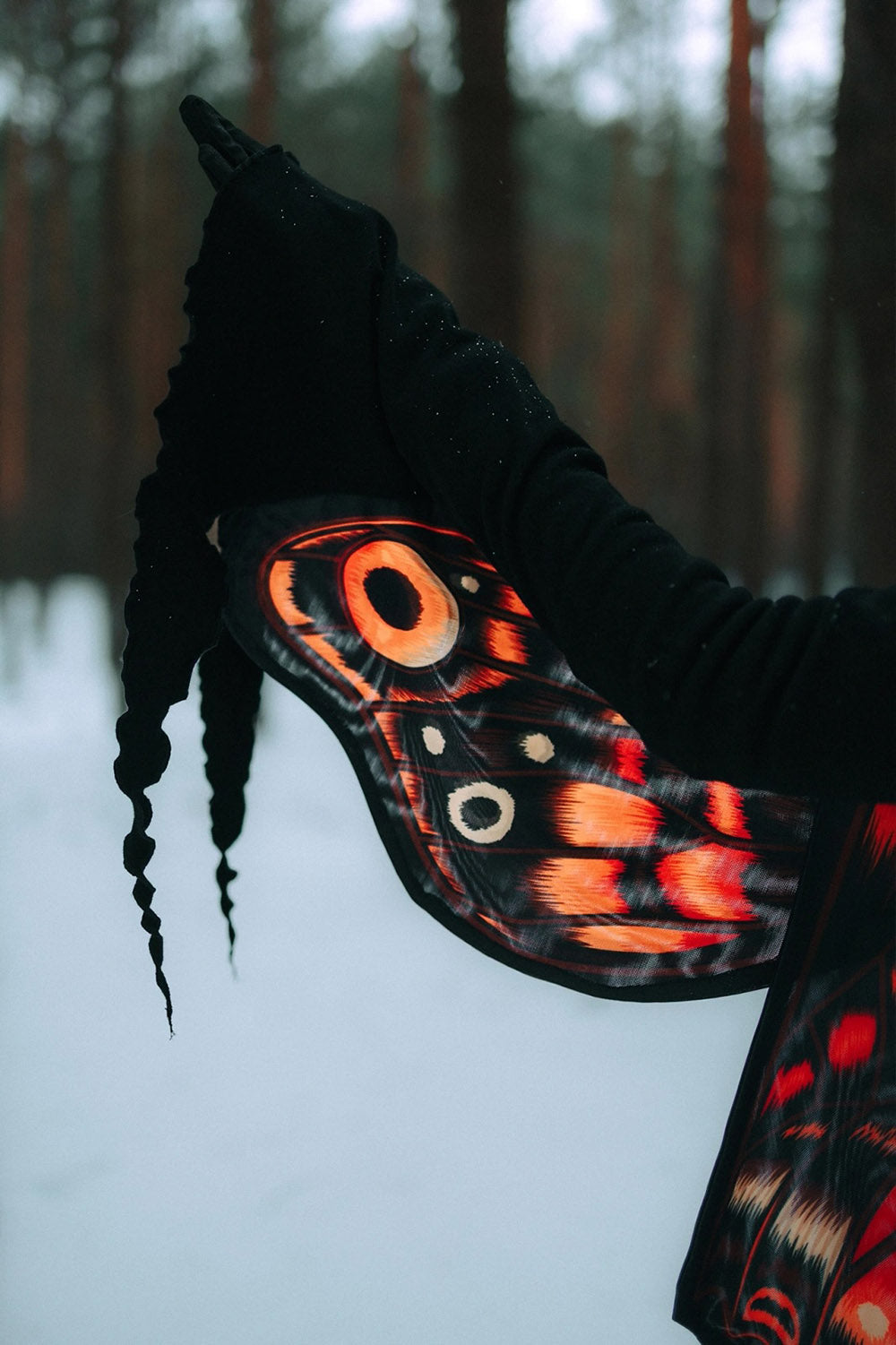 dark whimsigoth hoodie with attached moth wings by restyle for renaissance faire