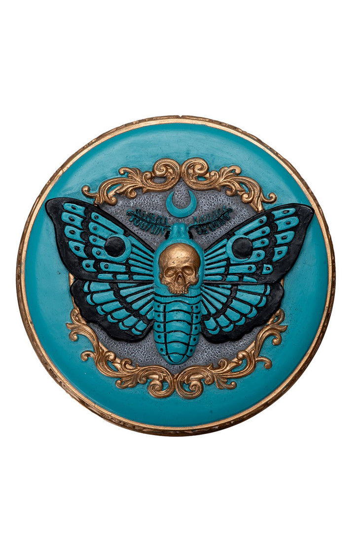 ornate occult moth with skull storage box 
