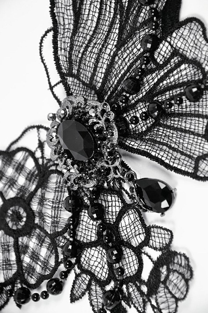 embroidered gothic butterfly necklace