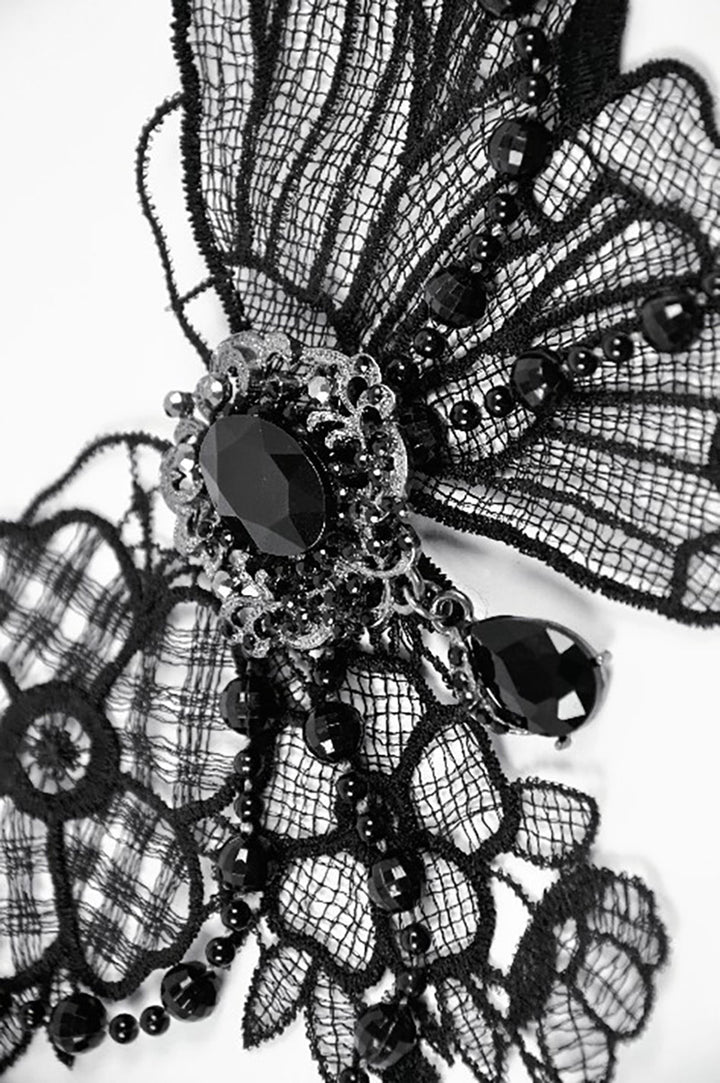 embroidered gothic butterfly necklace