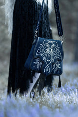enchanting magical fairycore luna moth purse with embroidered star shoulder strap