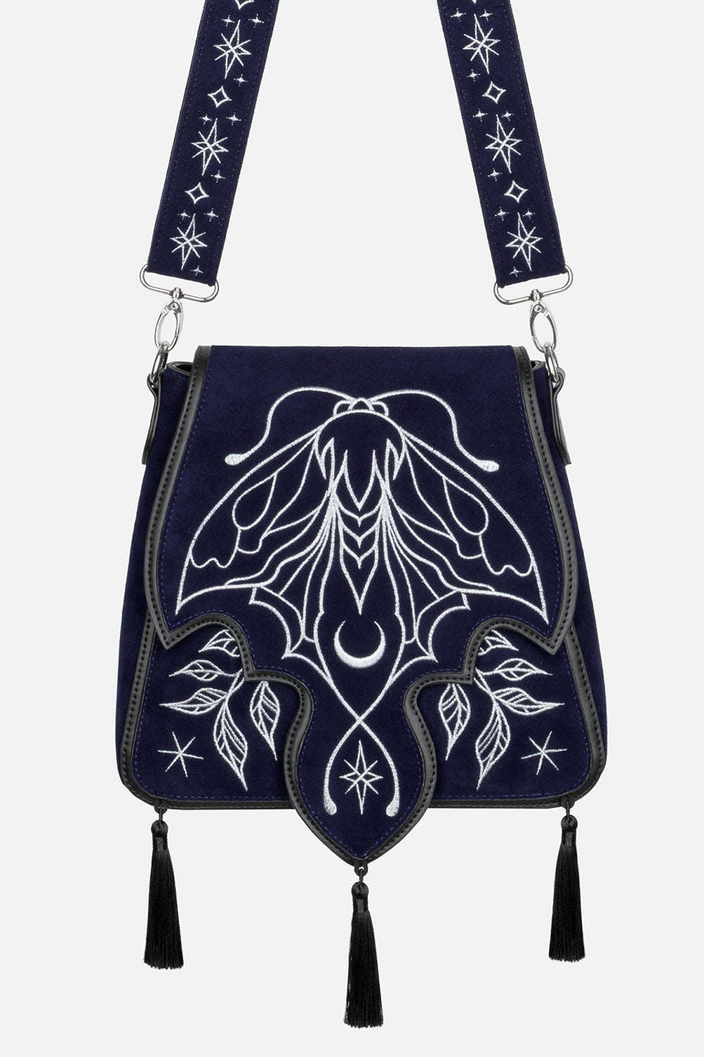 embroidered magical luna moth purse