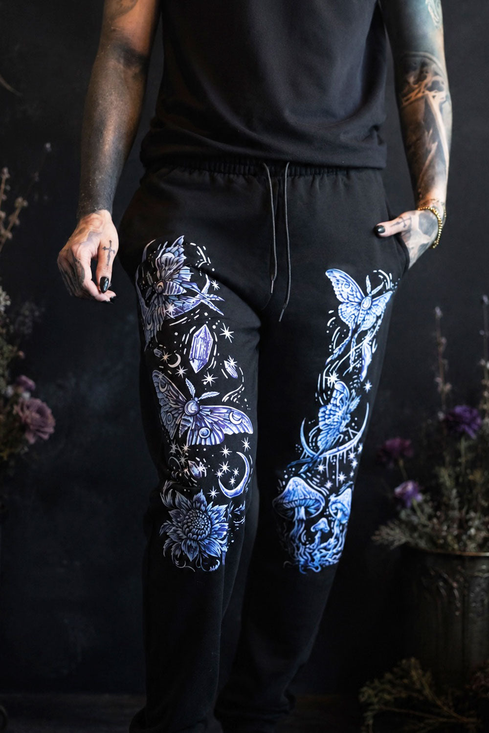 Unisex colorful luna moth printed joggers from VampireFreaks