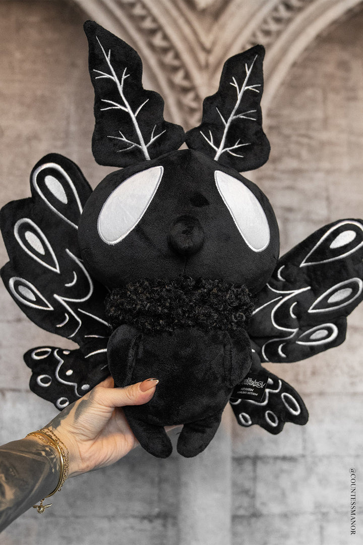big black and white mothman stuffed animal plush toy with big wings