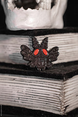 black and grey moth enamel pin badge