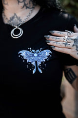 VampireFreaks Moon Moth Wings t shirt with gothic moth wing artwork for witchcore fashion dark fairycore and alternative streetwear