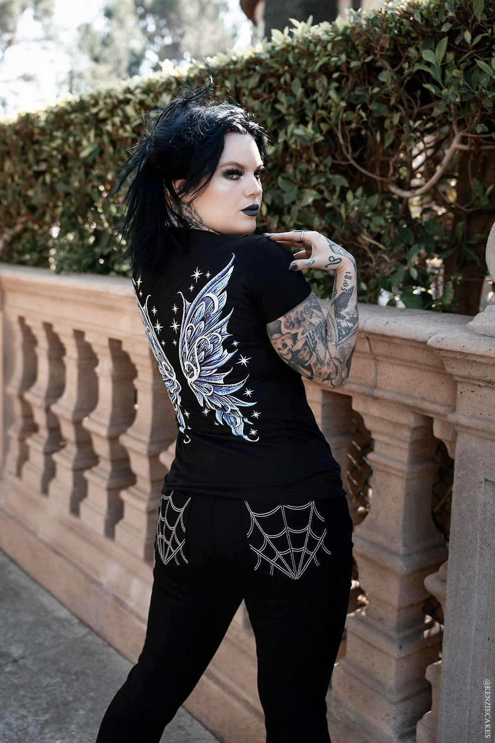 dark fairycore moth wing t shirt with celestial inspired gothic artwork for romantic goth grunge and alternative clothing