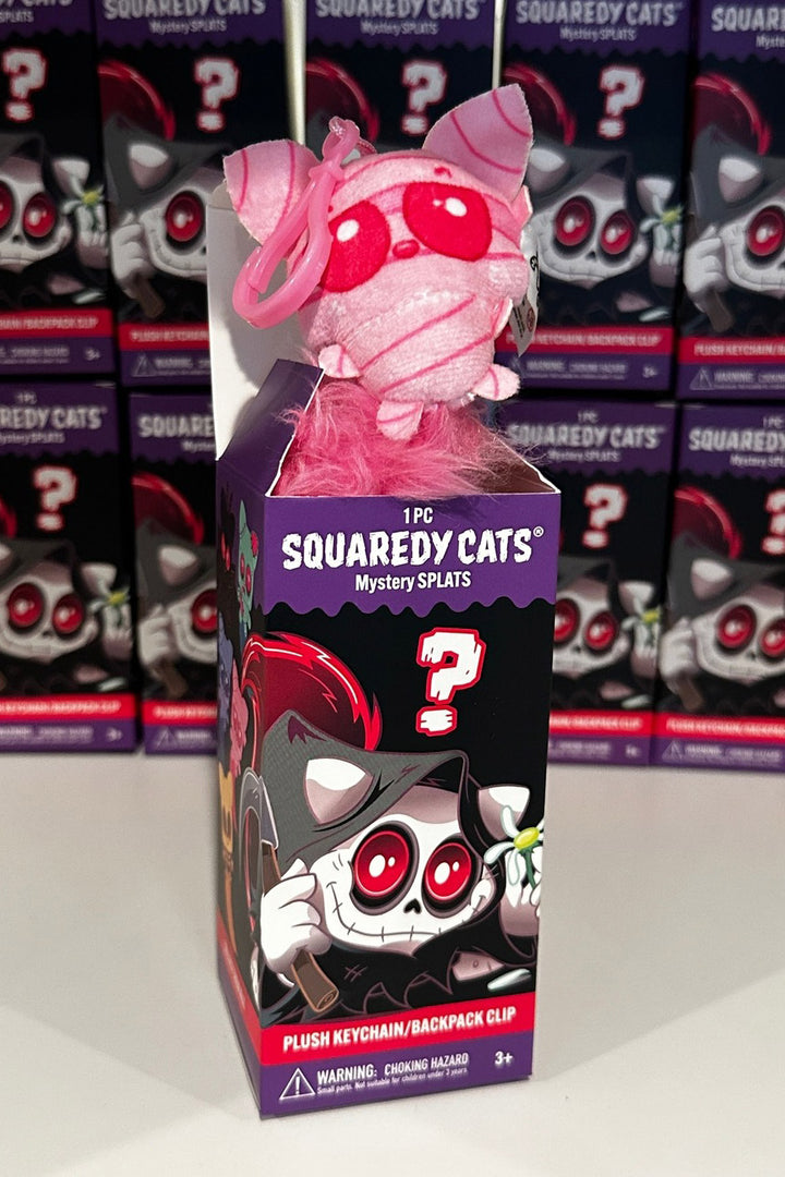 pink monster cat plushie keychain