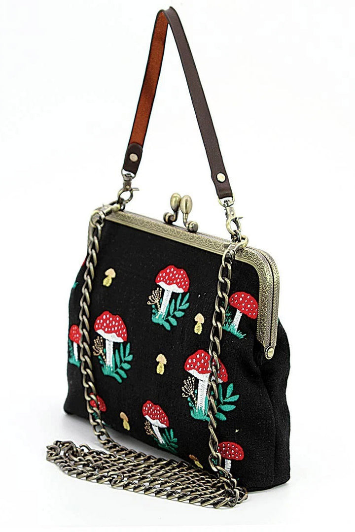 cottagecore mushroom handbag with chain strap 