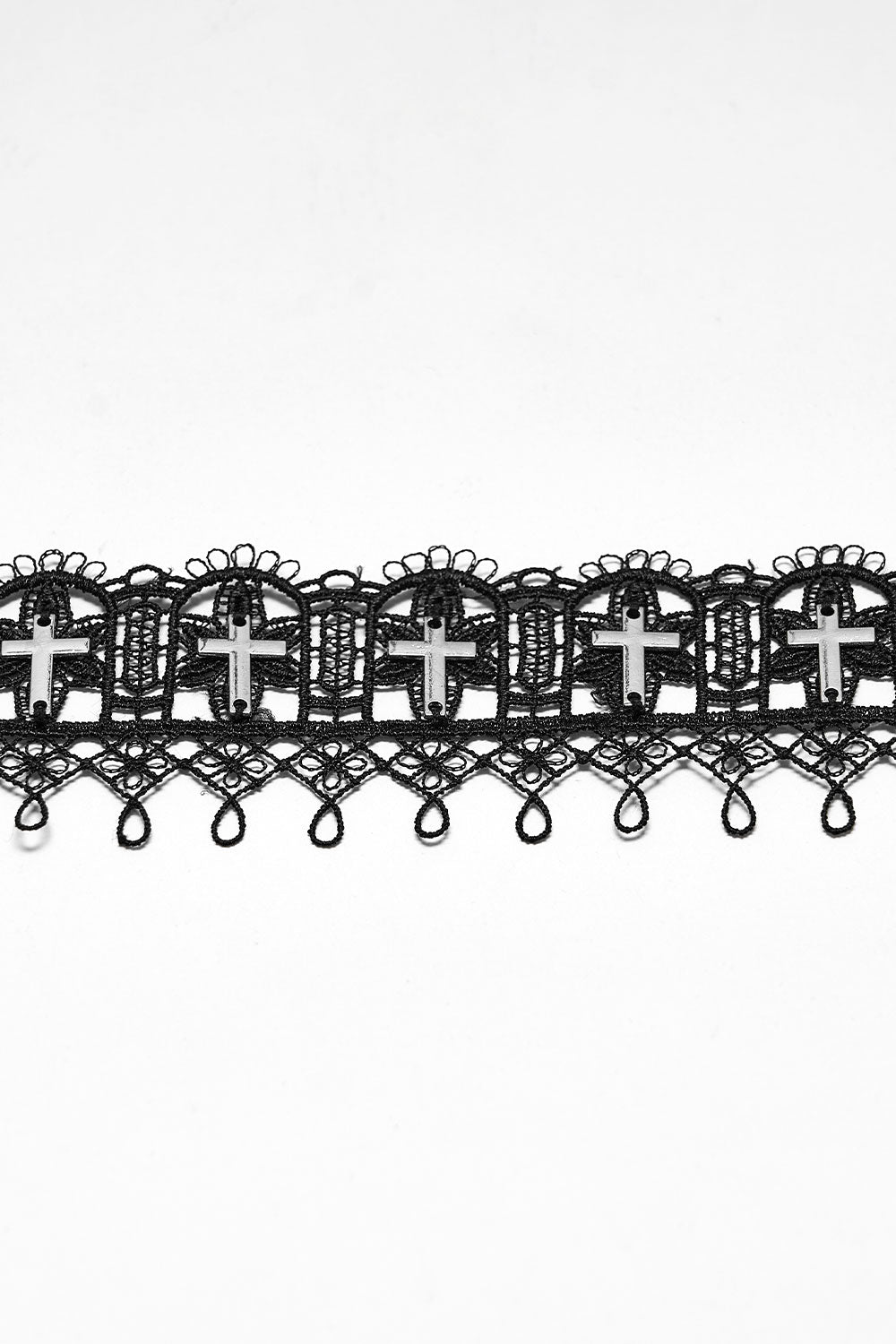 Gothic Accessories Black Lace Choker Cross Necklace and Chain Harness