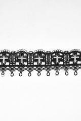 Gothic Accessories Black Lace Choker Cross Necklace and Chain Harness