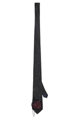 mens damask necktie with a rose and chain