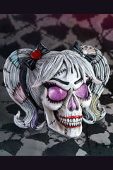 creepy clown skull sculpture