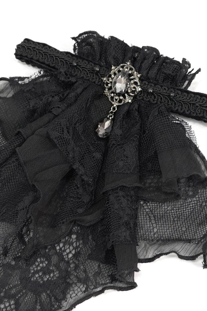 mesh beaded vampire lace ruffle cravat necktie