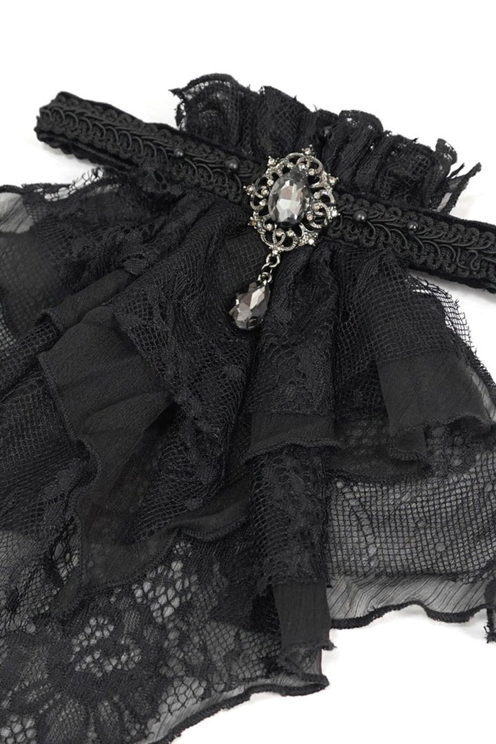mesh beaded vampire lace ruffle cravat necktie