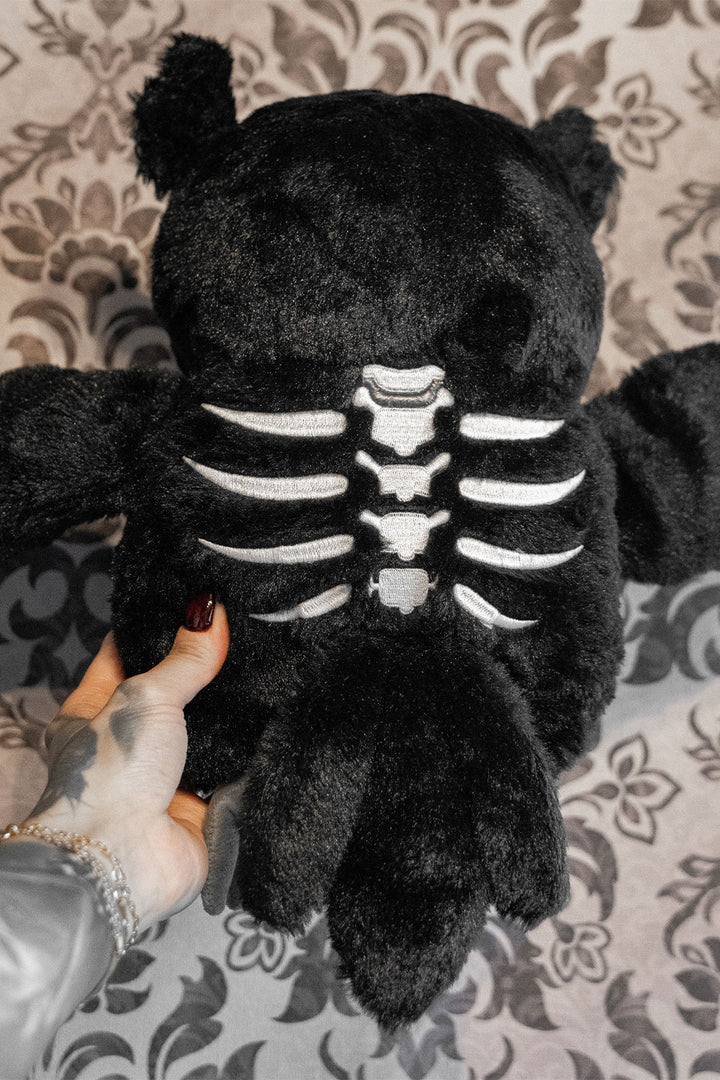 black and white skeleton owl plushie stuffed animal toy