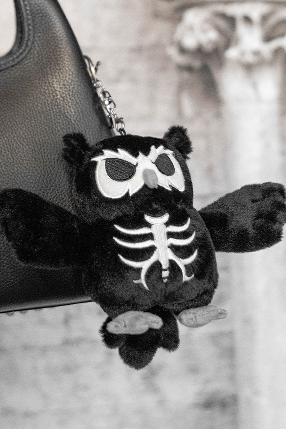 plush toy skeleton owl keychain