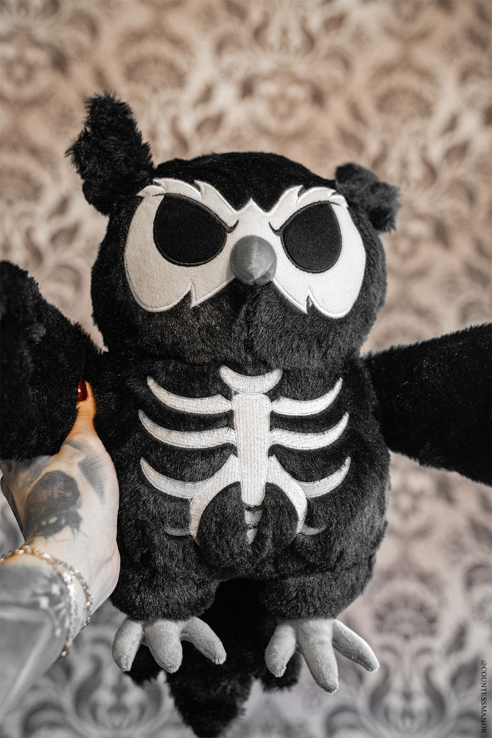 creepy cute skeleton owl plushie