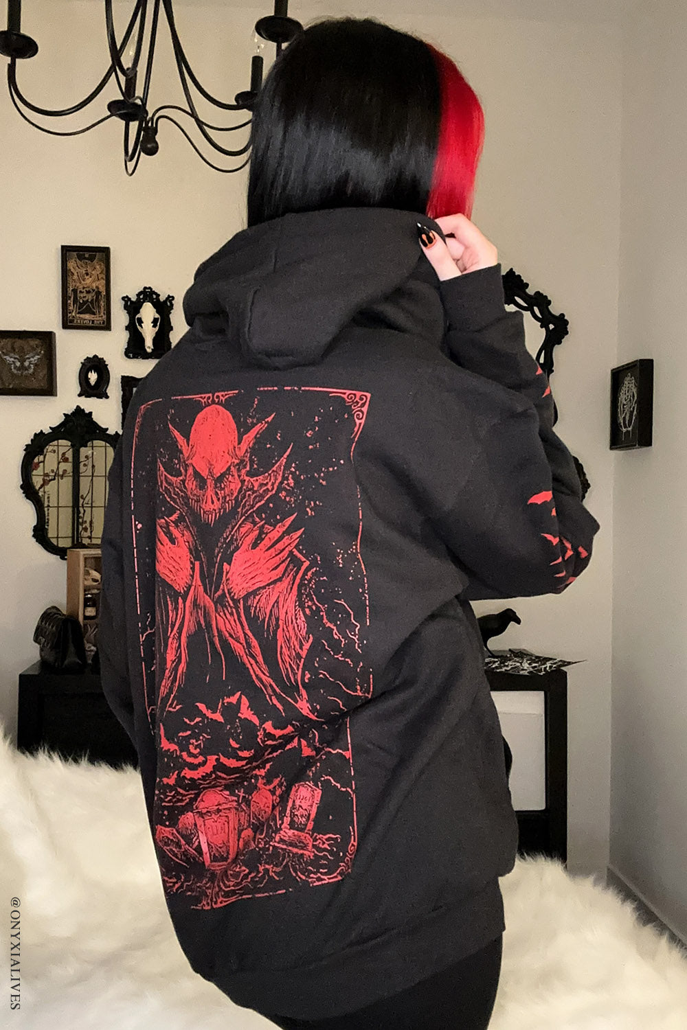 Nosferatu Hoodie w/ Red Bat Sleeves