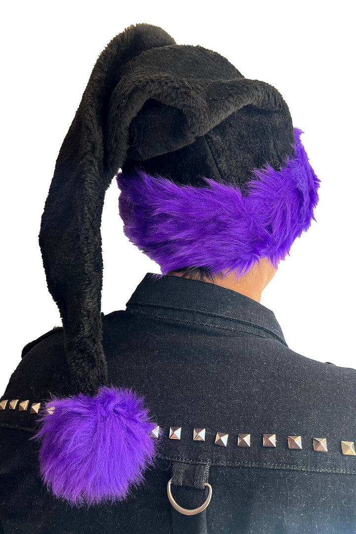 black and purple santa claus hat