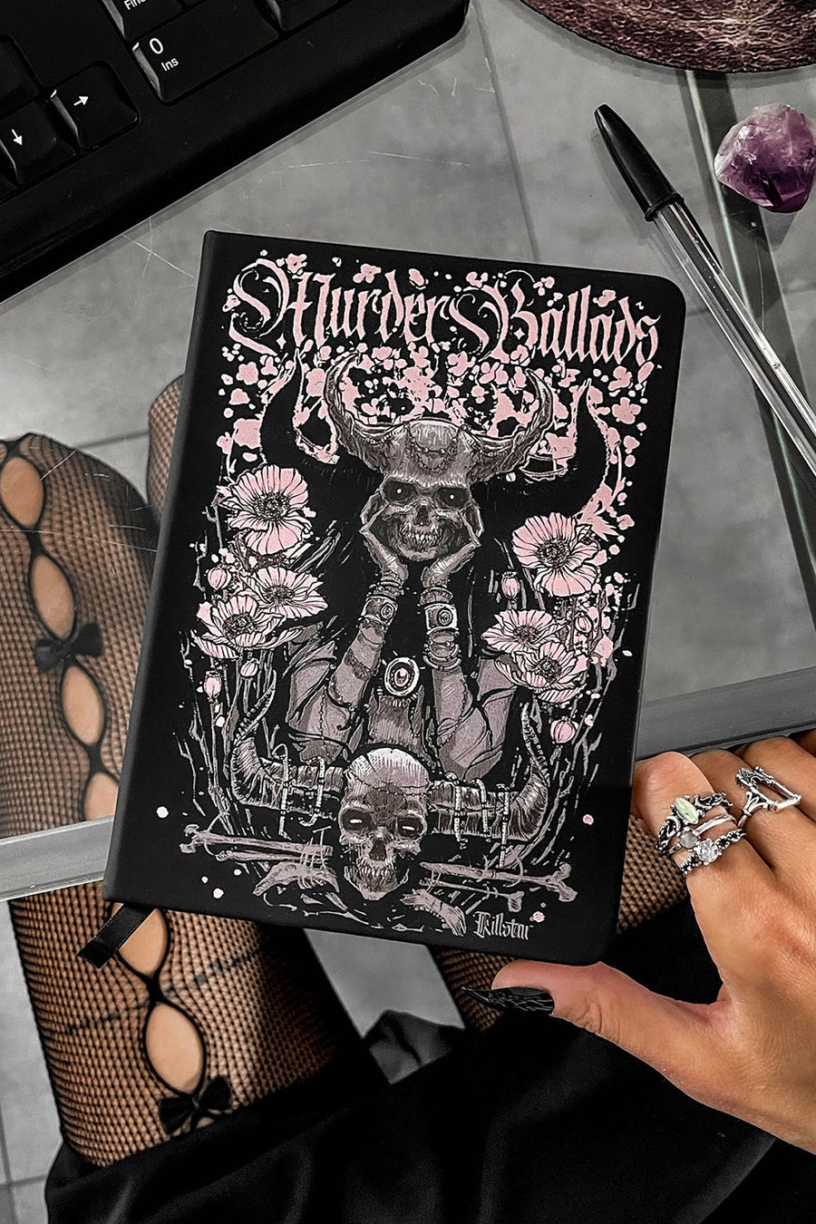 black and pink pastel goth diary journal 