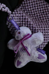 witchy embroidered eye monster doll keychain  on pastel purse by lady moon co