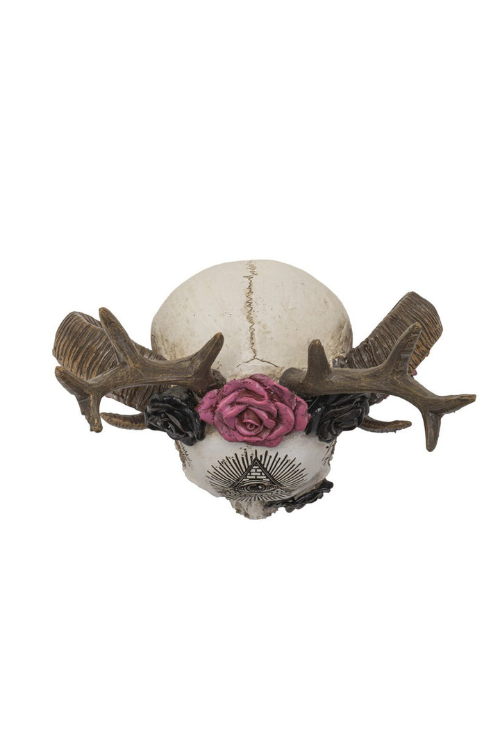 mystical witchy floral and skull statue