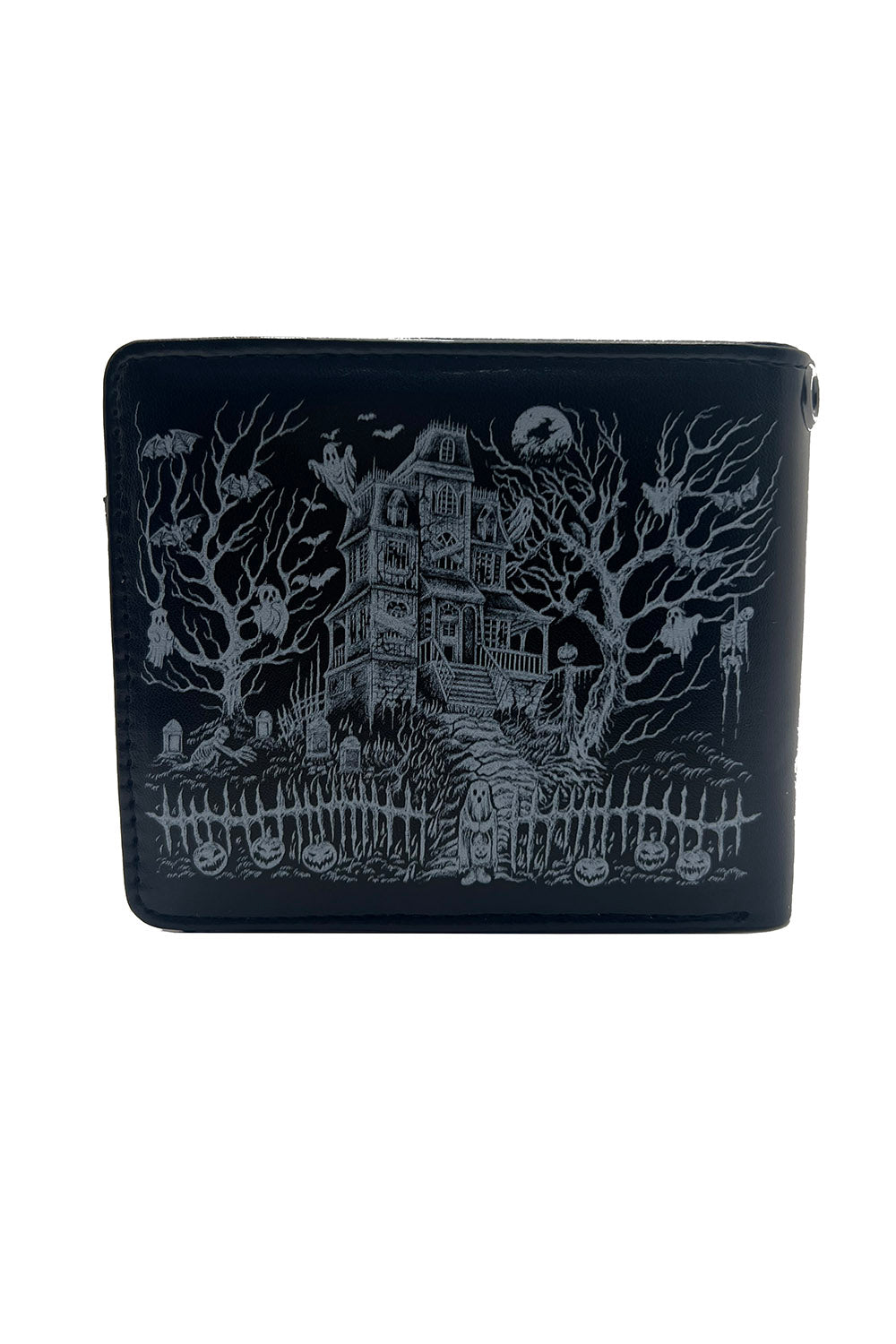 gothic haunted house wallet for men