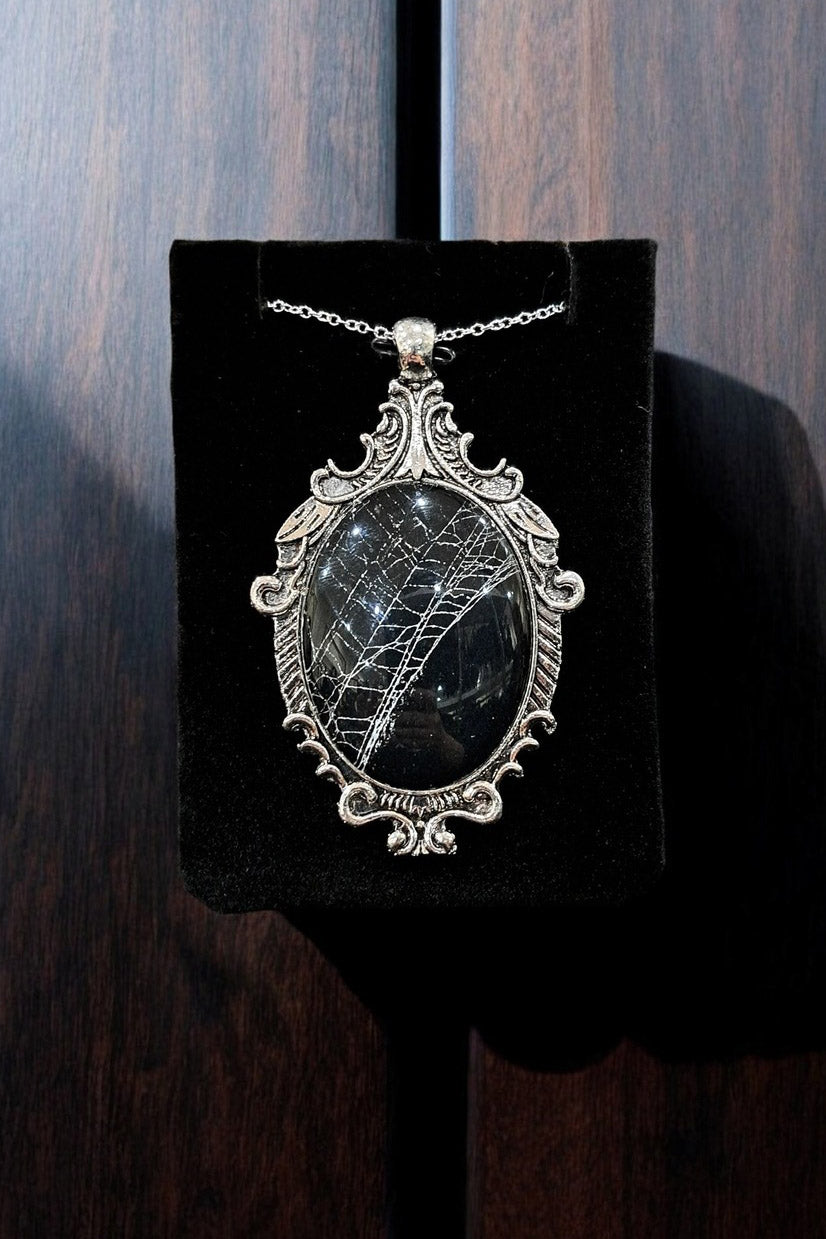 gothic taxidermy spiderweb necklace 