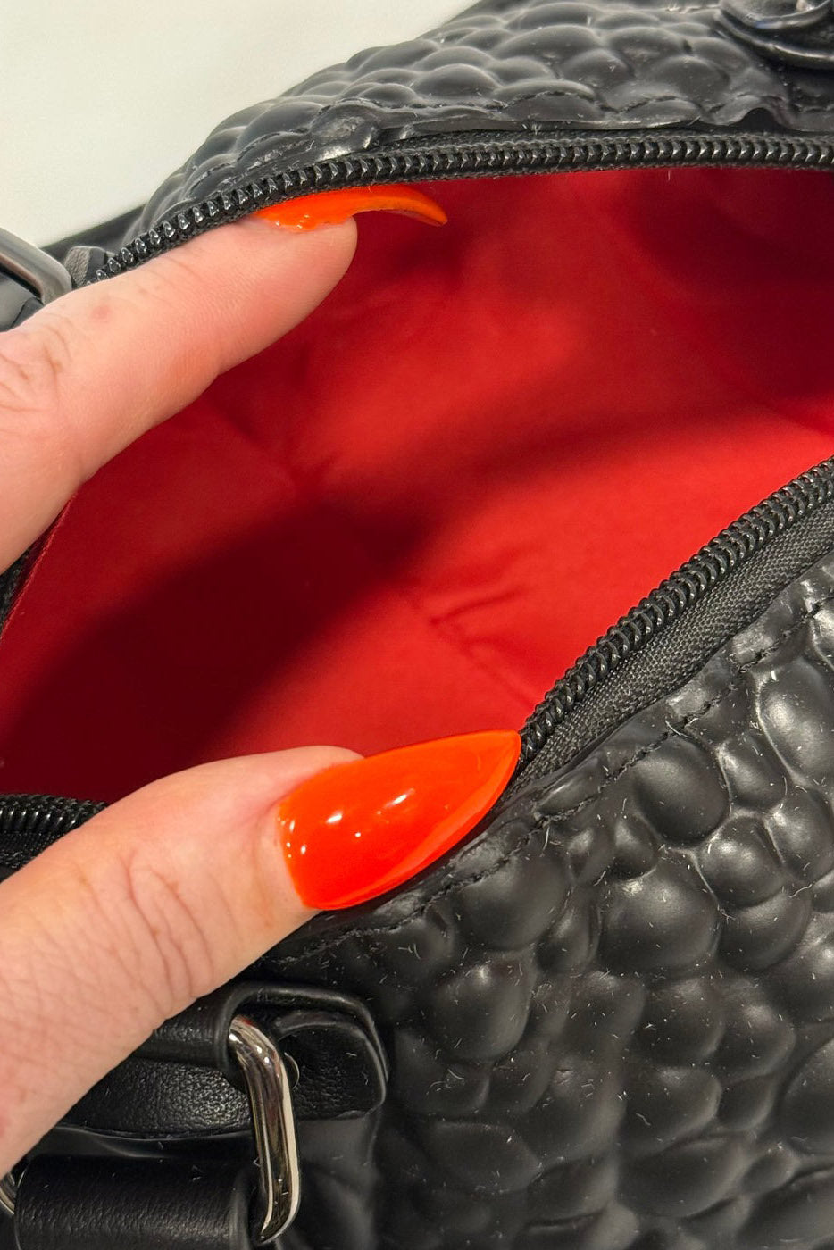 toad purse with red interior lining 