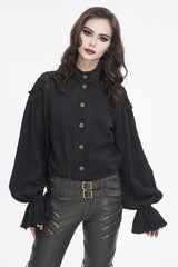 womens long sleeve high collar pirate blouse 