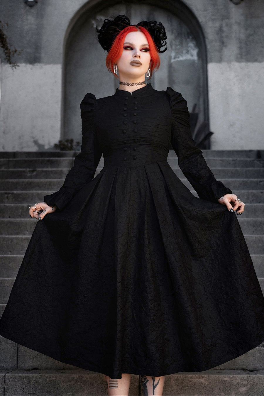 flared skirt  victorian goth dress with pockets