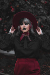 gothic womens button up pointed collar witchy blouse