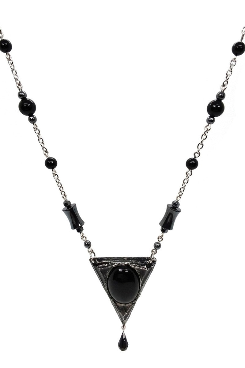 onyx goth beaded chain necklace