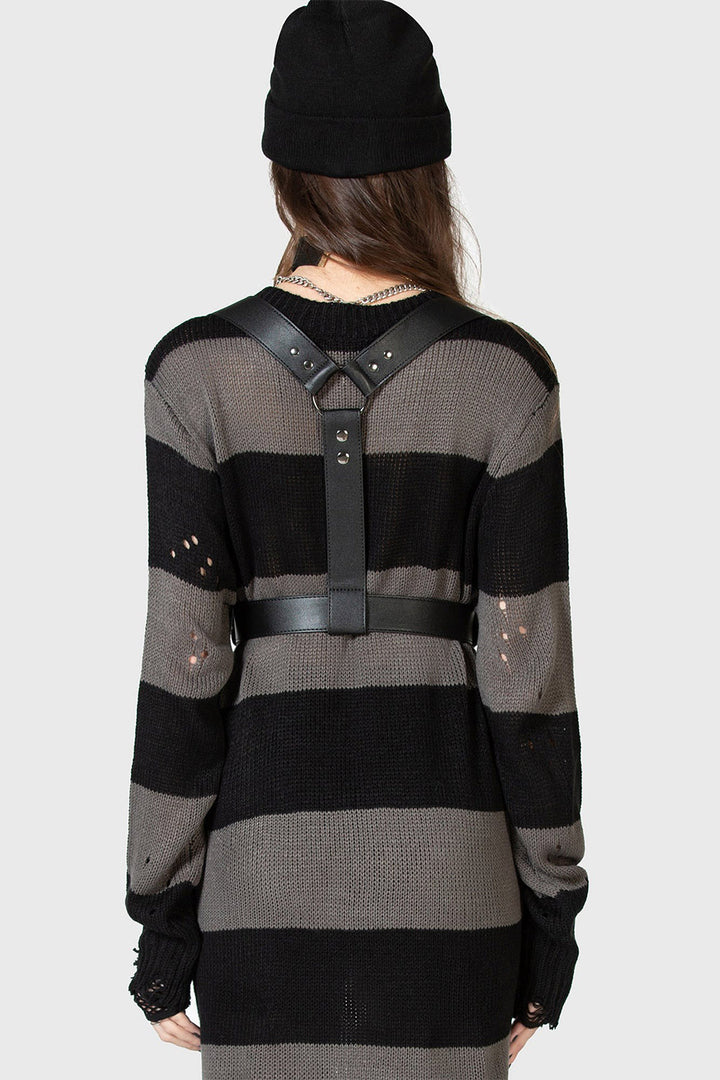 grunge goth o-ring leather studded harness belt