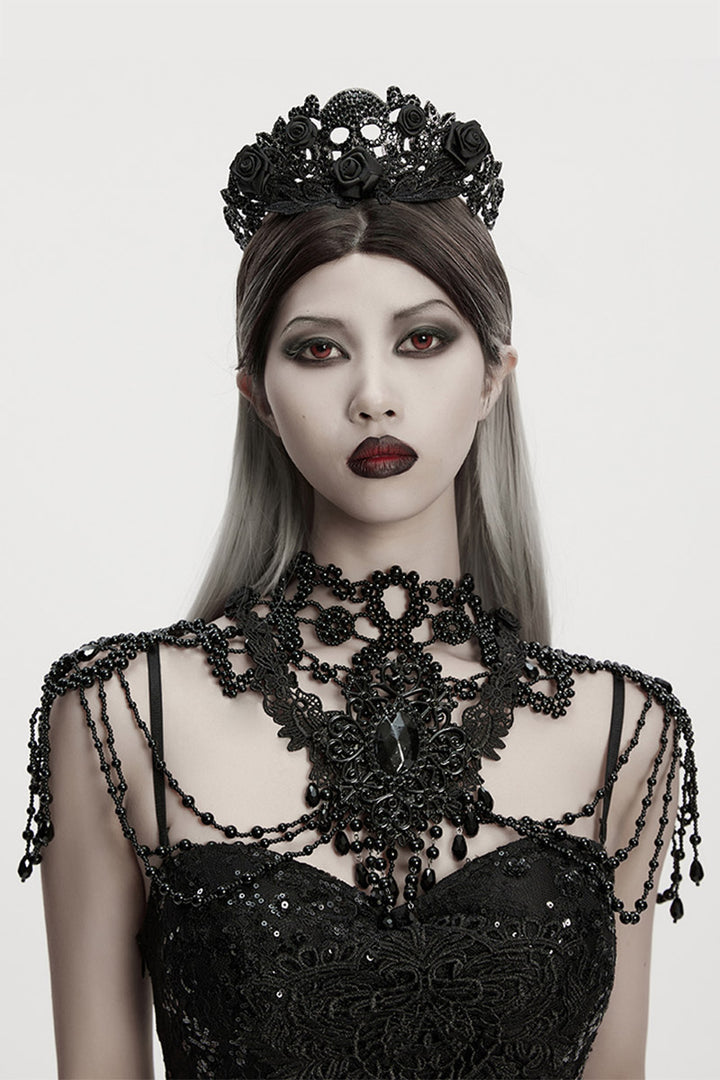 gothic necklace with black beading 