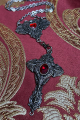 silver gothic rosary necklace 