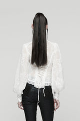 puff sleeve sheer chiffon top