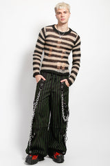 mens plus size chain strap baggy fit oversized stripe jeans