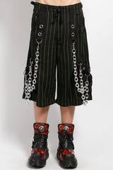 eyelet chain strap mens long shorts
