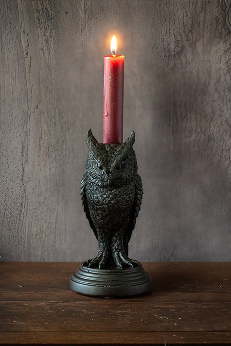 black owl shaped candle holder