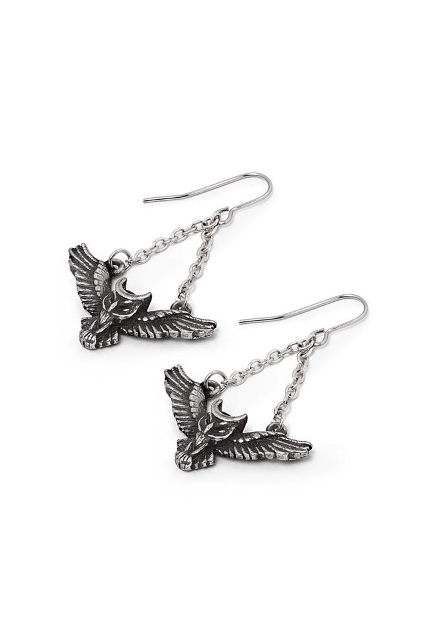 alchemyhypoallergenic owl pewter earrings