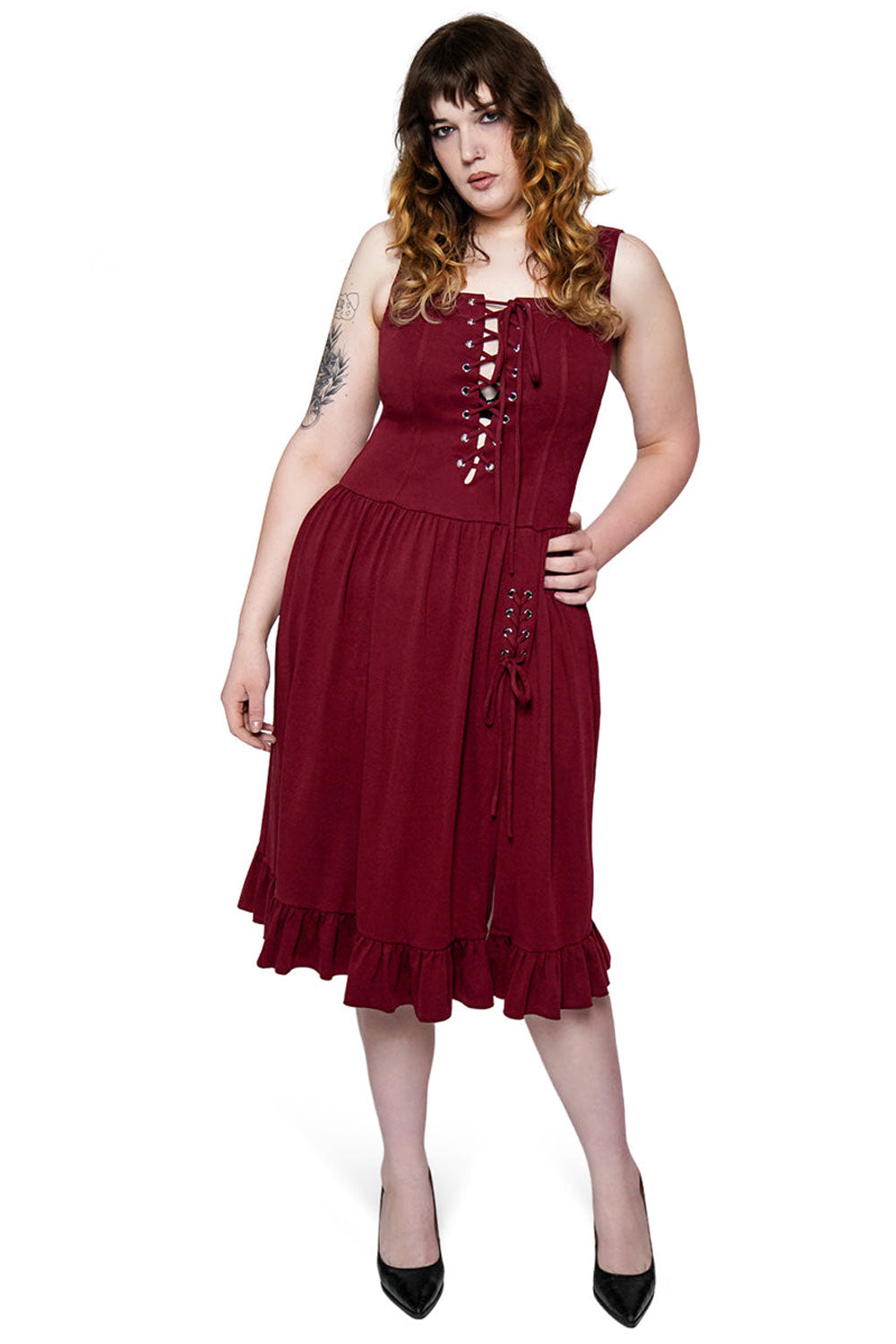 Forest Ink Oxblood Dollhouse Midi Dress