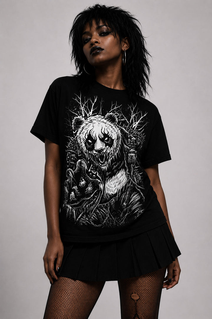 heavy metal panda bear tshirt