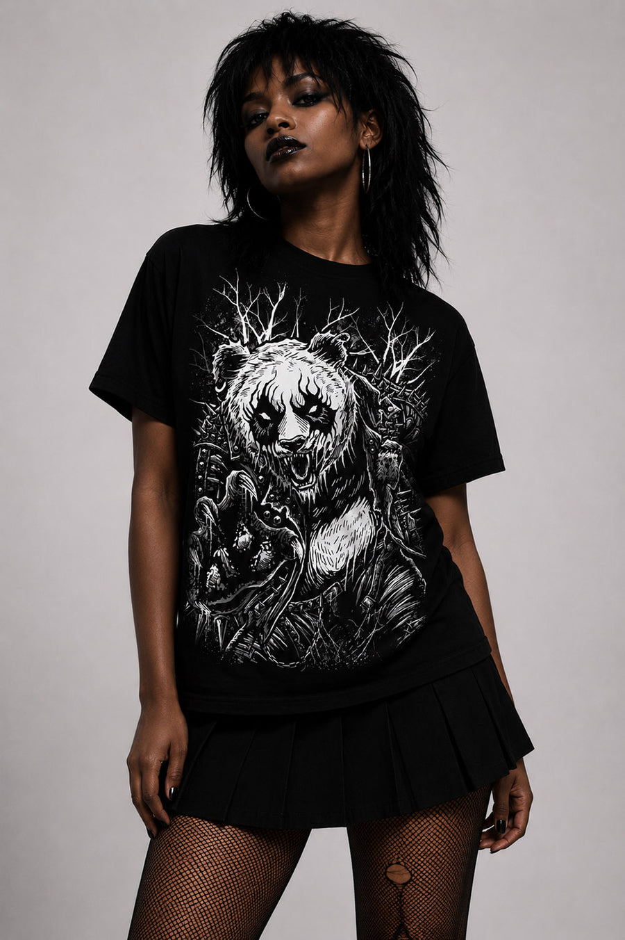 heavy metal panda bear tshirt