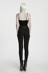 Fitted black pants with slim skinny silhouette