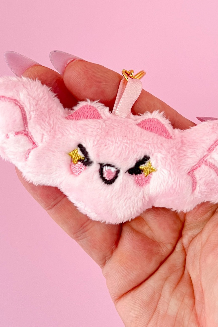 novelty soft pink kawaii plushie bat keychain